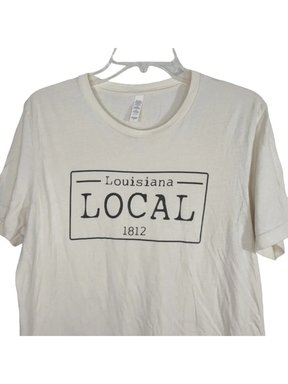 Unbranded Tan Beige Louisiana Local Graphic T-Shirt Women Size L Crewneck FLAW - Picture 2 of 7